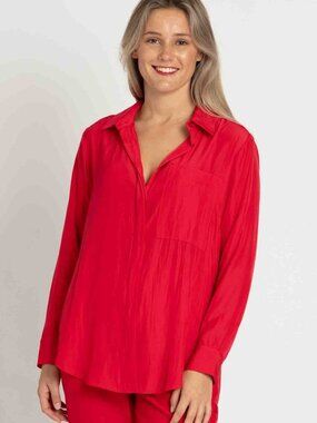 Mela Purdie - Single Pocket Shirt in Geranium Red - size 16 XL